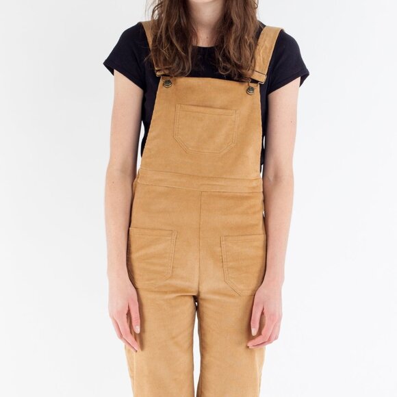 Lykke Wullf Dusty Tan Corduroy 100% Cotton Handmade Overalls Size Medium - Picture 1 of 12